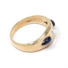 Diamond & Created Sapphire Ring - Mid Century 14k Yellow Gold Natural .57CT Old European Cut Band - Circa 1960s Size 9.5 Fine Bridal Jewelry