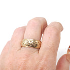 Vintage Shooting Star Band - Retro 14k Yellow Gold 8.5 MM Unisex Celestial Wedding Ring - Circa 1960s Size 8 1/2 Bridal Thumb Fine Jewelry