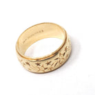Vintage Shooting Star Band - Retro 14k Yellow Gold 8.5 MM Unisex Celestial Wedding Ring - Circa 1960s Size 8 1/2 Bridal Thumb Fine Jewelry