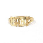 Vintage "Baby" Ring - Estate 10k Yellow Gold Textured Child Pet Name Band - Circa 1990s Era Size 3 3/4 Petite Dainty Newborn Fine Jewelry