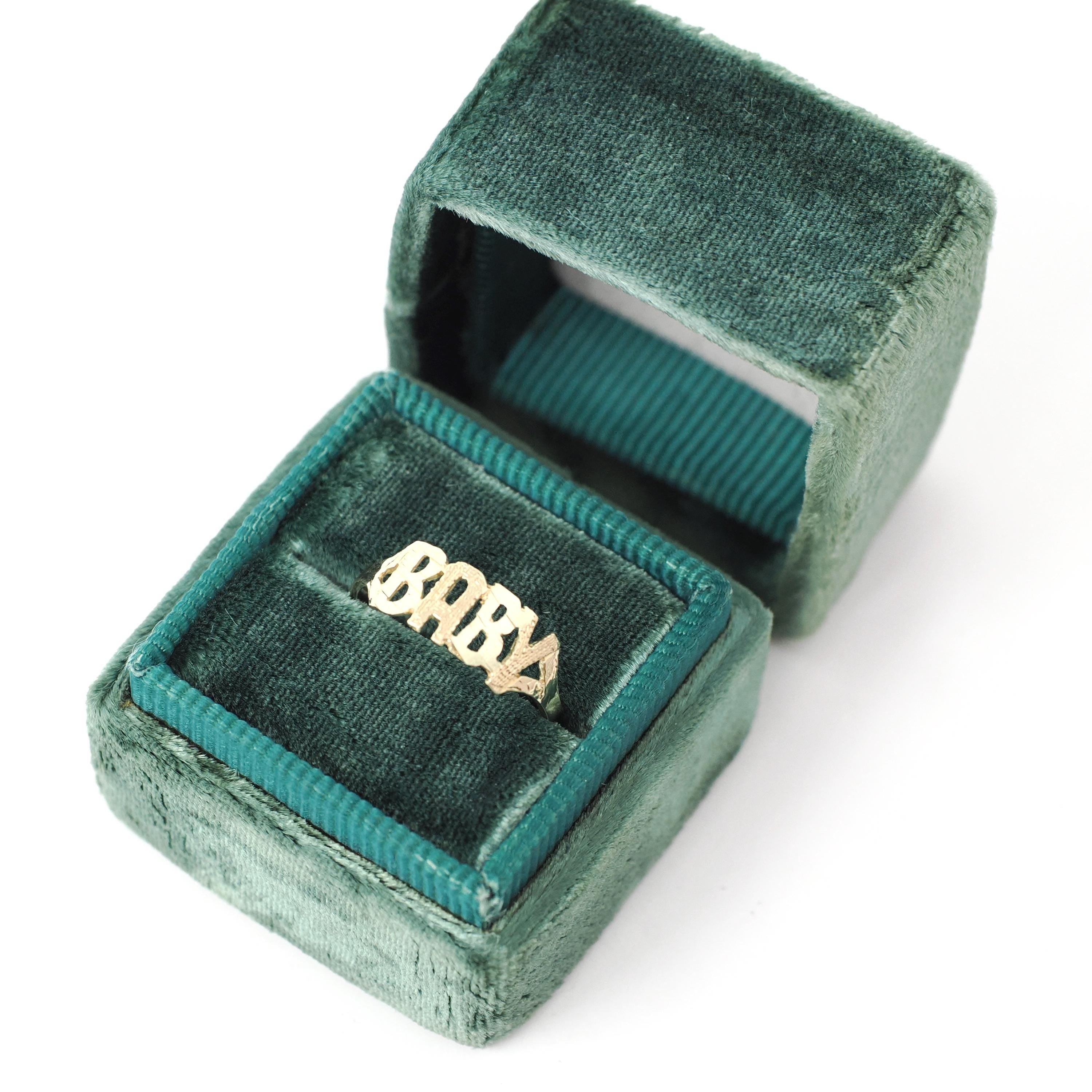 Vintage "Baby" Ring - Estate 10k Yellow Gold Textured Child Pet Name Band - Circa 1990s Era Size 3 3/4 Petite Dainty Newborn Fine Jewelry
