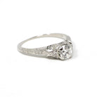 Vintage Engagement Ring - Art Deco Platinum Natural Diamond Wedding - Circa 1930s Era Size 6 1/2 Bridal Wheat Design Fine Statement Jewelry