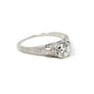 Vintage Engagement Ring - Art Deco Platinum Natural Diamond Wedding - Circa 1930s Era Size 6 1/2 Bridal Wheat Design Fine Statement Jewelry