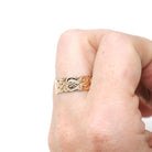 Antique Cigar Band - Edwardian 10k Rose Gold Nature Inspired Scroll Floral Design Ring - Circa 1890s Era Size 8 1/4 Statement Fine Jewelry