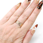 Antique Cigar Band - Edwardian 10k Rose Gold Nature Inspired Scroll Floral Design Ring - Circa 1890s Era Size 8 1/4 Statement Fine Jewelry