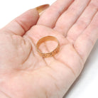 Antique Cigar Band - Edwardian 10k Rose Gold Nature Inspired Scroll Floral Design Ring - Circa 1890s Era Size 8 1/4 Statement Fine Jewelry