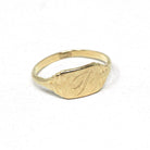 Vintage "R" Signet Ring - Mid Century 10k Yellow Gold Engraved Initial Script Letter - Circa 1940s Era Size 1 Petite Midi Pinky Fine Jewelry