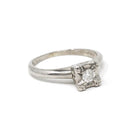 Mid Century Diamond Ring - Vintage 14k White Gold Natural Gemstone Engagement - Circa 1950s Era Size 5 Illusion Solitaire Fine 50s Jewelry