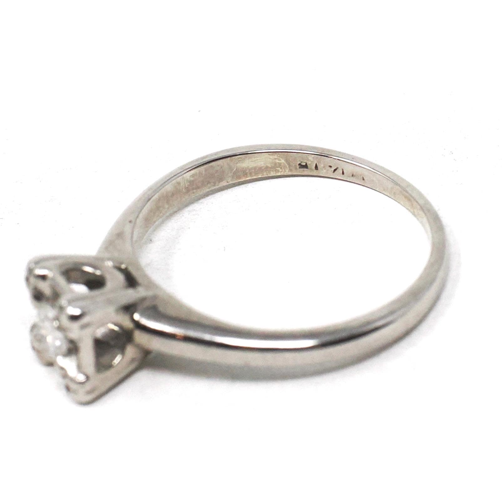 Mid Century Diamond Ring - Vintage 14k White Gold Natural Gemstone Engagement - Circa 1950s Era Size 5 Illusion Solitaire Fine 50s Jewelry
