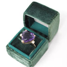 Amethyst Heart Ring - Estate 14k Yellow Gold Purple Gem & .16 CTW Diamonds - Modern Circa 2000s Era Size 5 February Birthstone Fine Jewelry