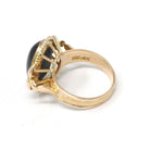 Vintage Star Diopside Ring - Retro 14k Yellow Gold Natural Four Rayed Gemstone - Circa 1960s Era Size 2 1/4 Solitaire Pinky Fine Jewelry