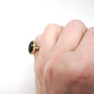 Vintage Star Diopside Ring - Retro 14k Yellow Gold Natural Four Rayed Gemstone - Circa 1960s Era Size 2 1/4 Solitaire Pinky Fine Jewelry