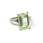 Created Spinel Ring - Retro 10k White Gold Emerald Cut Green Stone - Vintage Circa 1960s Era Size 3 Statement Fine August Birthstone Jewelry