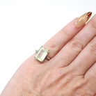 Created Spinel Ring - Retro 10k White Gold Emerald Cut Green Stone - Vintage Circa 1960s Era Size 3 Statement Fine August Birthstone Jewelry