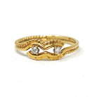 Diamond Bypass Band - Modern 18k Yellow Gold Two Stone .05 CTW Love Knot Ring - Circa 2000s Era Size 8 Fine Rope Stacking Statement Jewelry