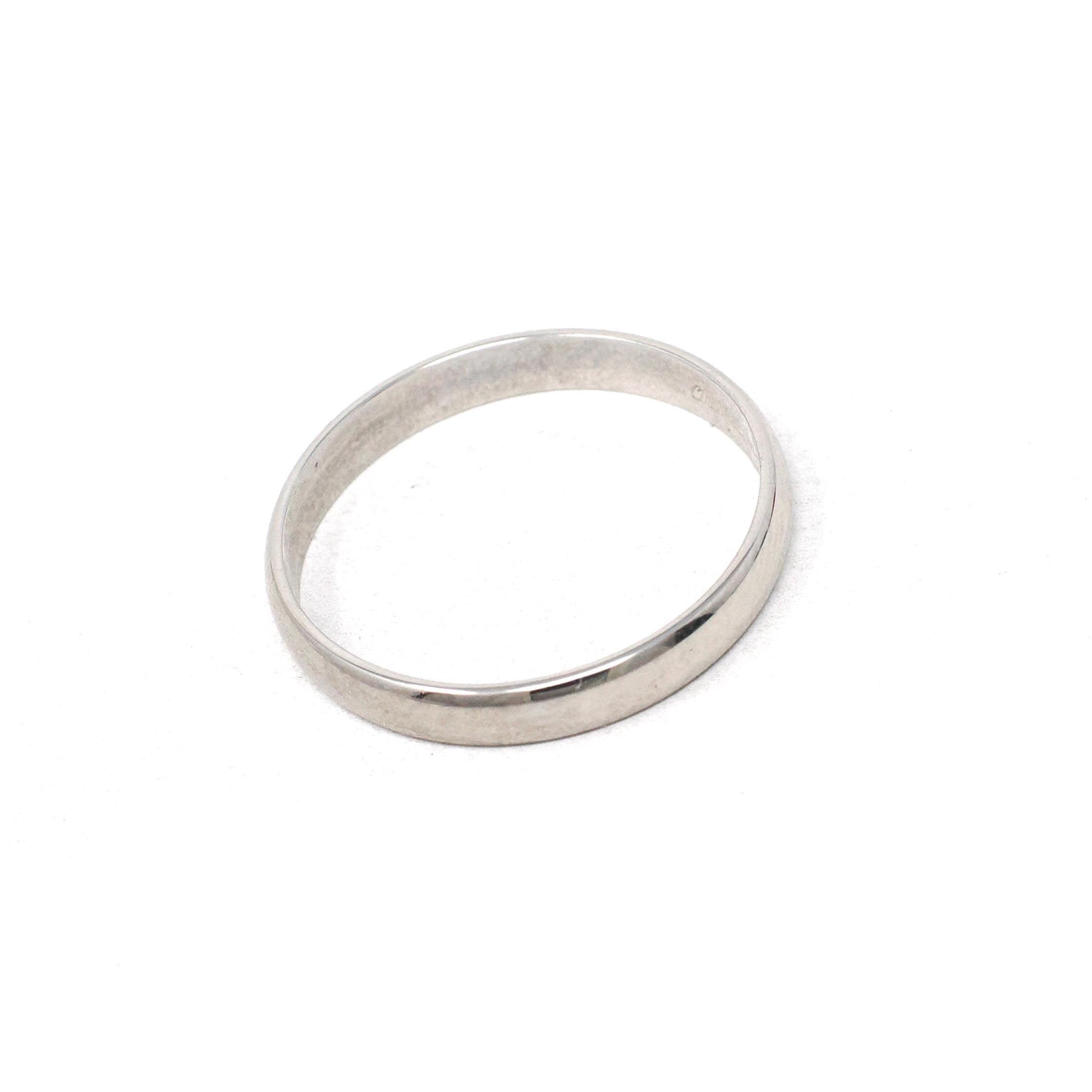 Mid Century Wedding Band - Vintage 14k White Gold Unadorned Ring - Circa 1950s Size 8 3/4 Stacking Statement Tessler & Weiss Fine Jewelry