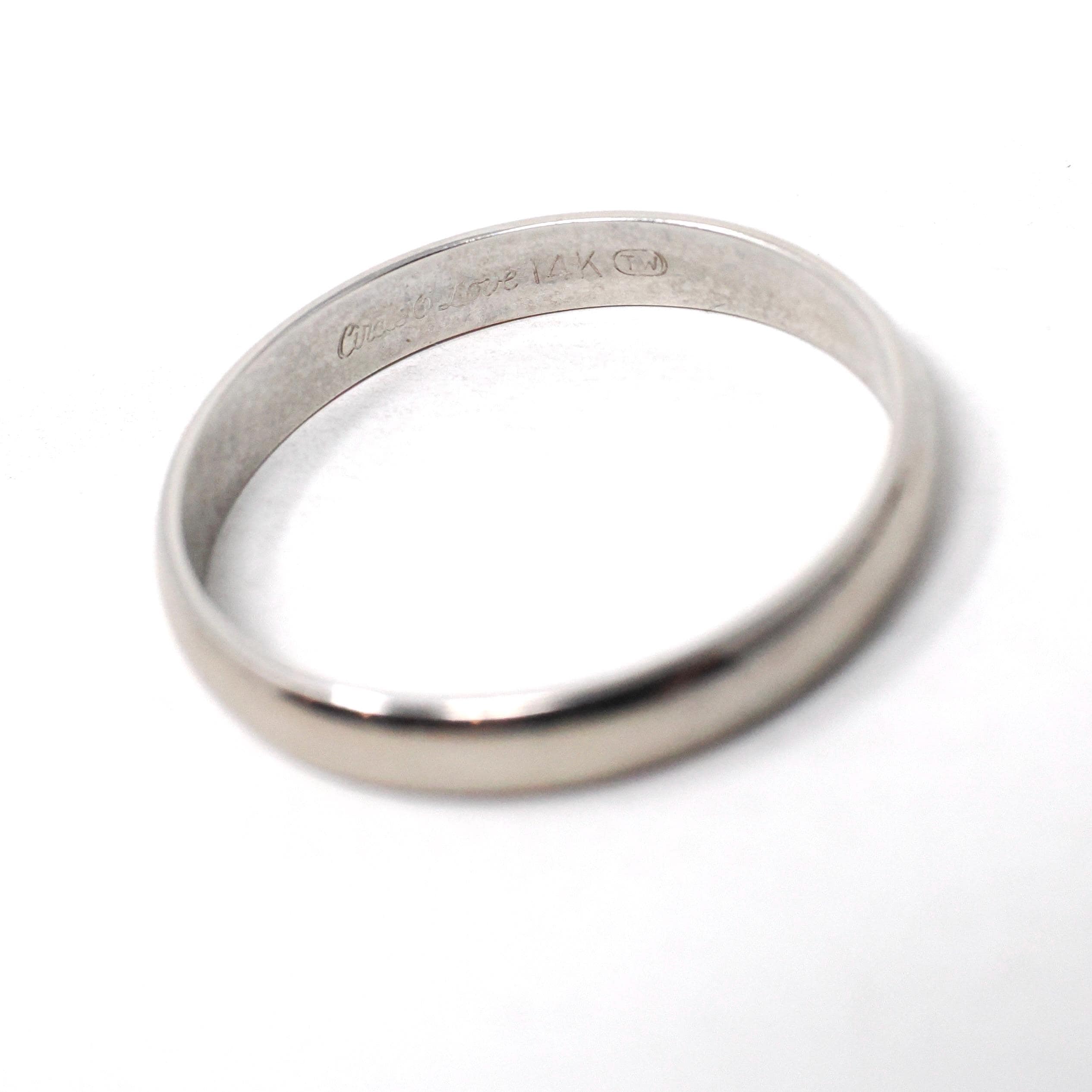 Mid Century Wedding Band - Vintage 14k White Gold Unadorned Ring - Circa 1950s Size 8 3/4 Stacking Statement Tessler & Weiss Fine Jewelry