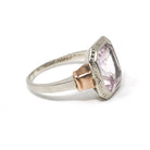 Created Spinel Ring - Vintage 10k White & Rose Gold Pink Faceted Gemstone - Art Deco Circa 1930s Size 5 1/4 Two Tone Fine Statement Jewelry
