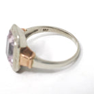 Created Spinel Ring - Vintage 10k White & Rose Gold Pink Faceted Gemstone - Art Deco Circa 1930s Size 5 1/4 Two Tone Fine Statement Jewelry