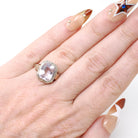 Created Spinel Ring - Vintage 10k White & Rose Gold Pink Faceted Gemstone - Art Deco Circa 1930s Size 5 1/4 Two Tone Fine Statement Jewelry