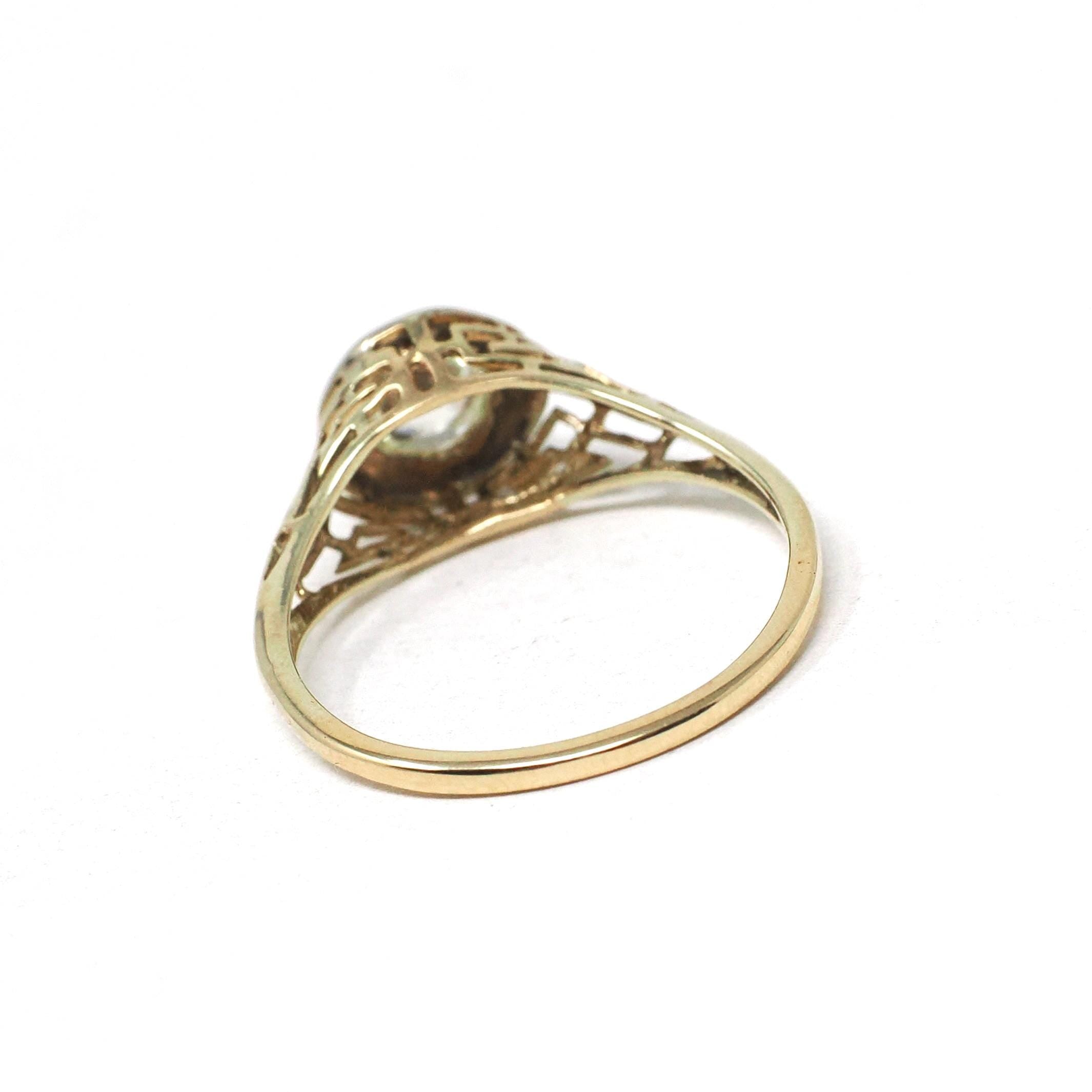 Art Deco Engagement Ring - Vintage 14k Yellow & White Gold Filigree 0.67 CT Old European Diamond - Circa 1930s Era Size 6 1/2 Fine Jewelry