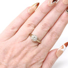 Art Deco Engagement Ring - Vintage 14k Yellow & White Gold Filigree 0.67 CT Old European Diamond - Circa 1930s Era Size 6 1/2 Fine Jewelry