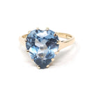 Vintage Heart Ring - Mid Century 10k Yellow Gold Created Blue Spinel Gemstone - Circa 1940s Era Size 6 1/2 Statement Love Fine Jewelry