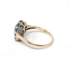 Vintage Heart Ring - Mid Century 10k Yellow Gold Created Blue Spinel Gemstone - Circa 1940s Era Size 6 1/2 Statement Love Fine Jewelry