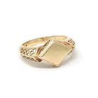 Edwardian Blank Signet - Antique 14k Yellow Gold Lozenge Shaped Ring - Circa 1910s Era Size 3 3/4 Filigree Fine Engravable Statement Jewelry