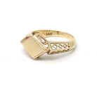 Edwardian Blank Signet - Antique 14k Yellow Gold Lozenge Shaped Ring - Circa 1910s Era Size 3 3/4 Filigree Fine Engravable Statement Jewelry