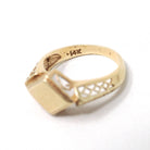 Edwardian Blank Signet - Antique 14k Yellow Gold Lozenge Shaped Ring - Circa 1910s Era Size 3 3/4 Filigree Fine Engravable Statement Jewelry