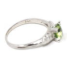 Vintage Peridot Ring - Mid Century 14k White Gold Natural Green Gemstone - Circa 1950s Era Size 8 Illusion Solitaire Engagement Fine Jewelry