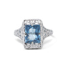Art Deco Filigree Ring - Vintage 14k White Gold French Cut Created Blue Spinel Solitaire - Circa 1930s Size 6 Fine August Birthstone Jewelry