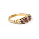 Antique Gemstone Ring - Edwardian 18k Yellow Gold Created Rubies & Diamond Band - Hallmarked 1910 Size 6 1/2 Fine English Statement Jewelry