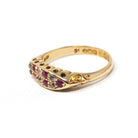 Antique Gemstone Ring - Edwardian 18k Yellow Gold Created Rubies & Diamond Band - Hallmarked 1910 Size 6 1/2 Fine English Statement Jewelry