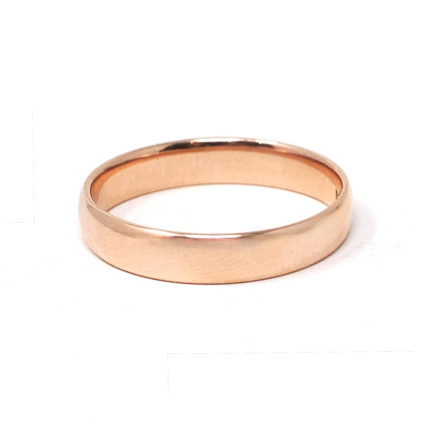 Vintage Wedding Band - Art Deco Era 9k Rose Gold 3.55mm Unadorned Ring - Hallmarked 1932 Birmingham Size 6 Bridal Fine Stacking Jewelry