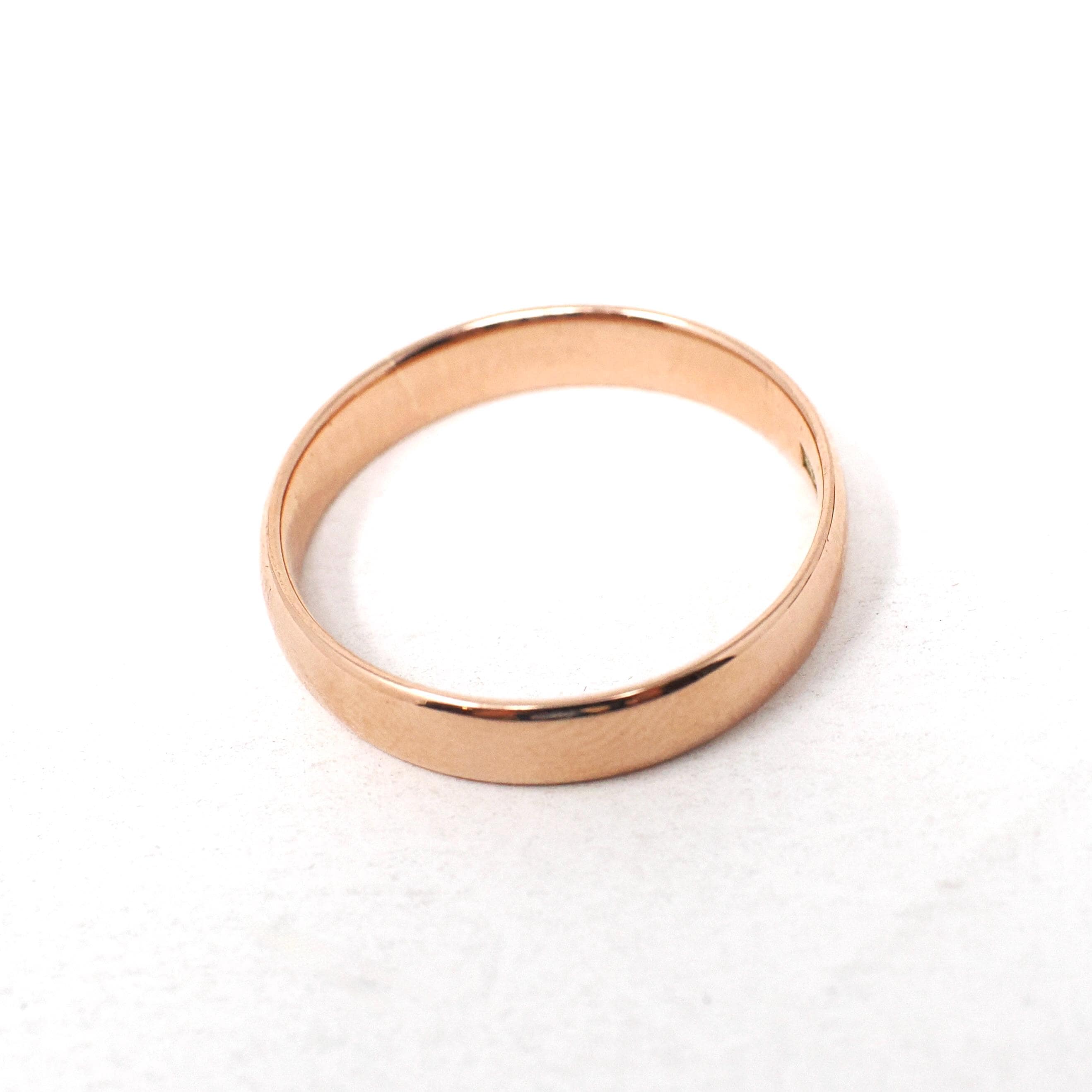 Vintage Wedding Band - Art Deco Era 9k Rose Gold 3.55mm Unadorned Ring - Hallmarked 1932 Birmingham Size 6 Bridal Fine Stacking Jewelry