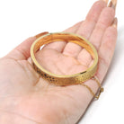 Antique Enamel Bracelet - Victorian 10k Yellow Gold Black Taille D'epargnē Hinged Bangle - Vintage Circa 1880s Hinged Statement Fine Jewelry