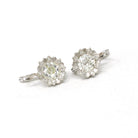 Diamond Sunflower Earrings - Modern 18k White Gold 2.04 CTW Natural Old Euro Cut Leverback - Circa 2000s Nature Inspired Floral Fine Jewelry