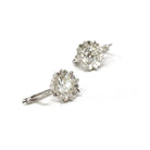 Diamond Sunflower Earrings - Modern 18k White Gold 2.04 CTW Natural Old Euro Cut Leverback - Circa 2000s Nature Inspired Floral Fine Jewelry