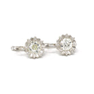 Diamond Sunflower Earrings - Modern 18k White Gold 2.04 CTW Natural Old Euro Cut Leverback - Circa 2000s Nature Inspired Floral Fine Jewelry