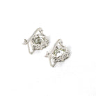 Diamond Sunflower Earrings - Modern 18k White Gold 2.04 CTW Natural Old Euro Cut Leverback - Circa 2000s Nature Inspired Floral Fine Jewelry