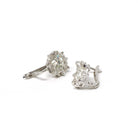 Diamond Sunflower Earrings - Modern 18k White Gold 2.04 CTW Natural Old Euro Cut Leverback - Circa 2000s Nature Inspired Floral Fine Jewelry