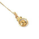 Gold Nugget Necklace - Estate 14k Yellow Gold Shaker Fob Charm Pendant - Modern Circa 1980s Era Alaskan Gold Rush Flakes Souvenir Jewelry