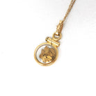 Gold Nugget Necklace - Estate 14k Yellow Gold Shaker Fob Charm Pendant - Modern Circa 1980s Era Alaskan Gold Rush Flakes Souvenir Jewelry