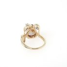 Vintage Andalusite Ring - Retro 14k Yellow Gold Freeform Pleochroic Gemstone Natural Diamonds - Circa 1970s Green Orange Size 5 1/2 Jewelry