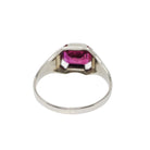 Art Deco "1926" Ring - Antique 14k White Gold Created Ruby Gemstone - Vintage Circa 1920s Size 6 3/4 July Birthstone Flowers Fine Jewelry