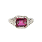 Art Deco "1926" Ring - Antique 14k White Gold Created Ruby Gemstone - Vintage Circa 1920s Size 6 3/4 July Birthstone Flowers Fine Jewelry