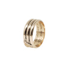 Victorian Cigar Band - Antique 14k Yellow Gold Triple Ring Wide Men's Unisex - Dated 1881 Size 10 Wedding Engraved Fine Statement Jewelry