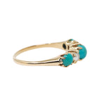 Turquoise & Pearl Ring - Edwardian 14k Yellow Gold Natural Blue Cultured White Gems - Antique Circa 1900s Era Dainty Size 3 3/4 Fine Jewelry
